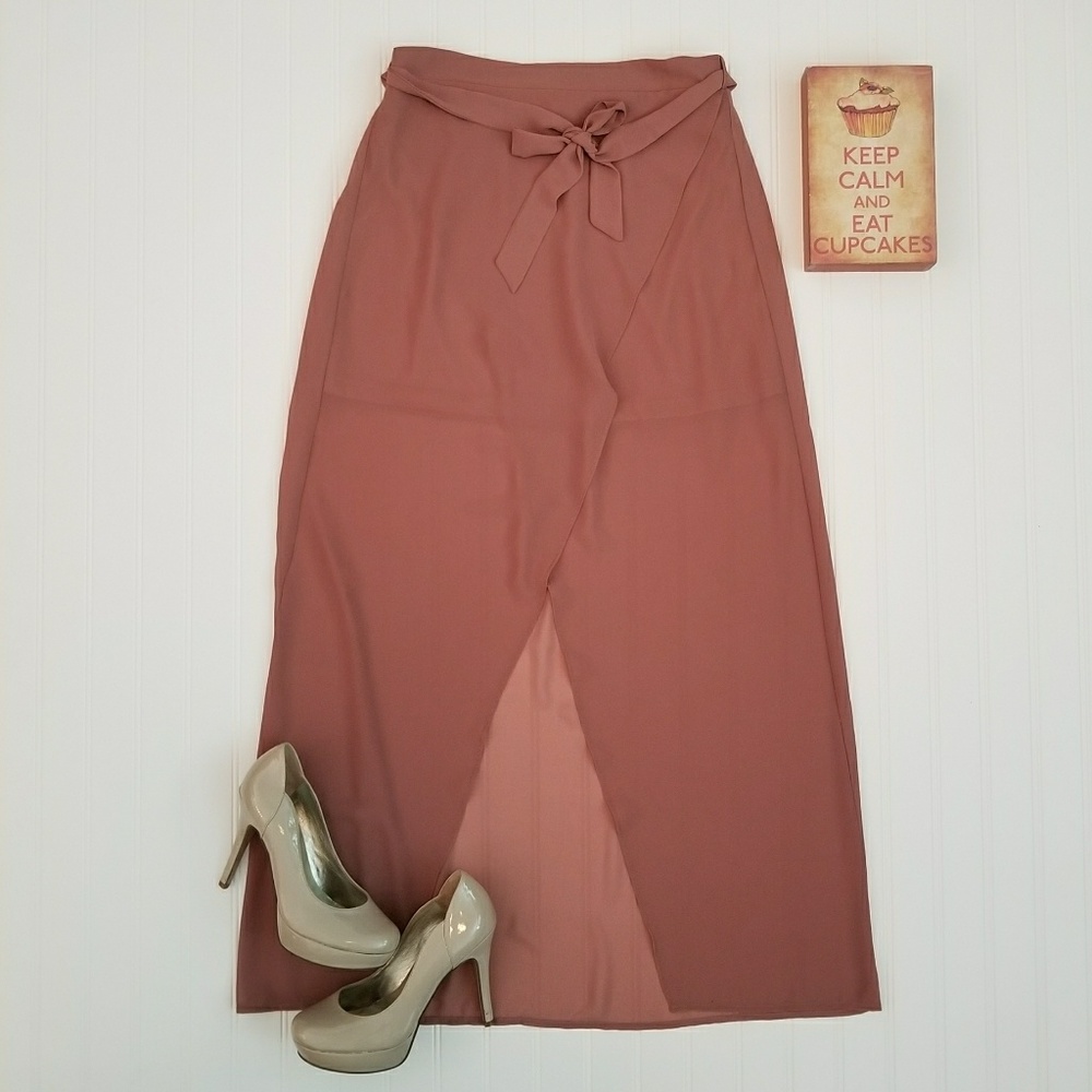 NEW Womens Favlux Maxi Skirt Mauve Pink S M L